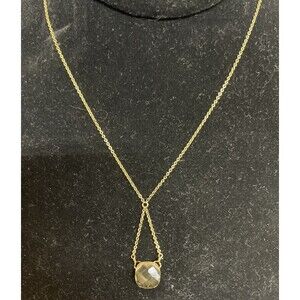 MWS Sri Lanka 925 Gold Over Sterling Silver Faceted Square Quartz Dainty Necklac